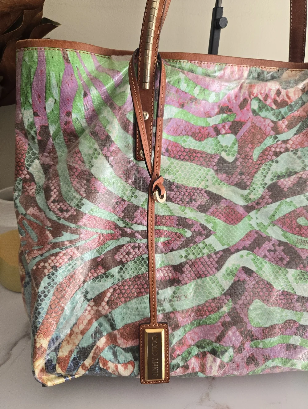GUC Jimmy Choo Large Animal Print Tote Bag - Picture 2 of 16